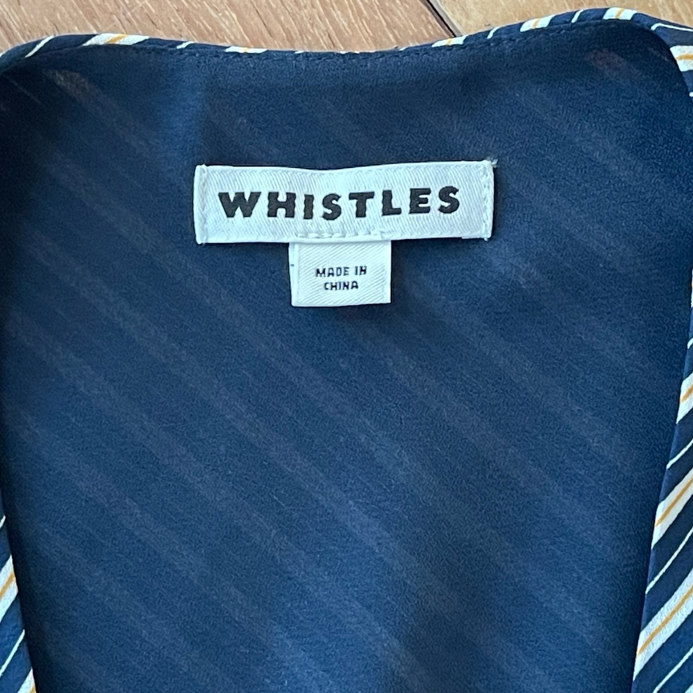 Whistles Callie Stripe Wrap Midi Workwear Dress Blue Yellow White UK 10 / US 6 - Picture 7 of 14